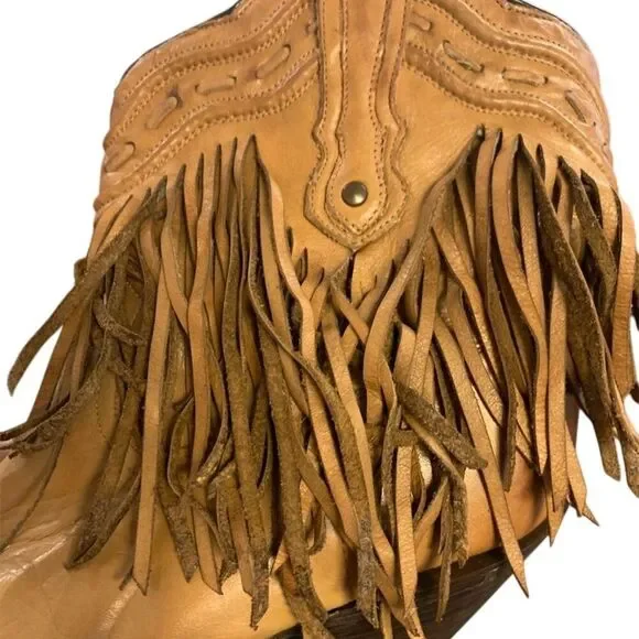 Corral Women's Fringe Cowgirl Boots Size 9 Brown Western Pointed Toe - Picture 2 of 6